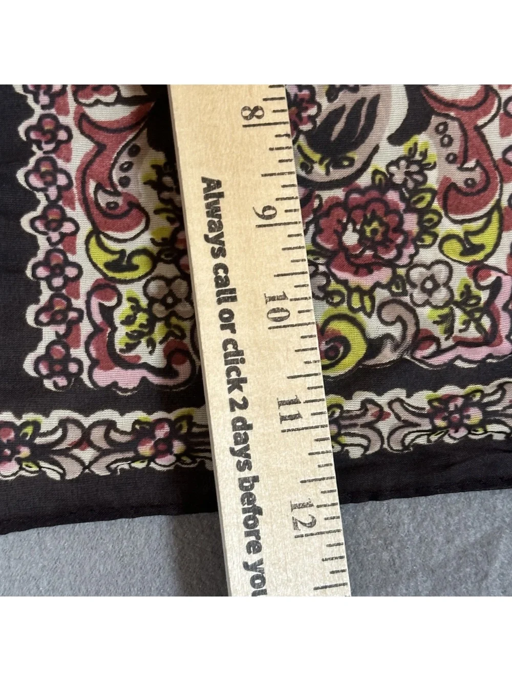 Vintage Lightweight Floral Patterned Scarf with Black Background